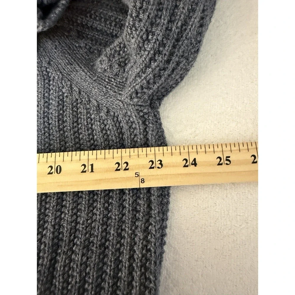 Eddie Bauer Mens Blue Grey Cotton Chunky Knit Crewneck Fisherman Sweater Sz M - Picture 8 of 9